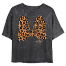 Junior's Disney Animal Print Bow Mineral Wash Crop Top