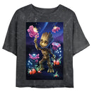 Junior's Marvel Groot Plants Mineral Wash Crop Top